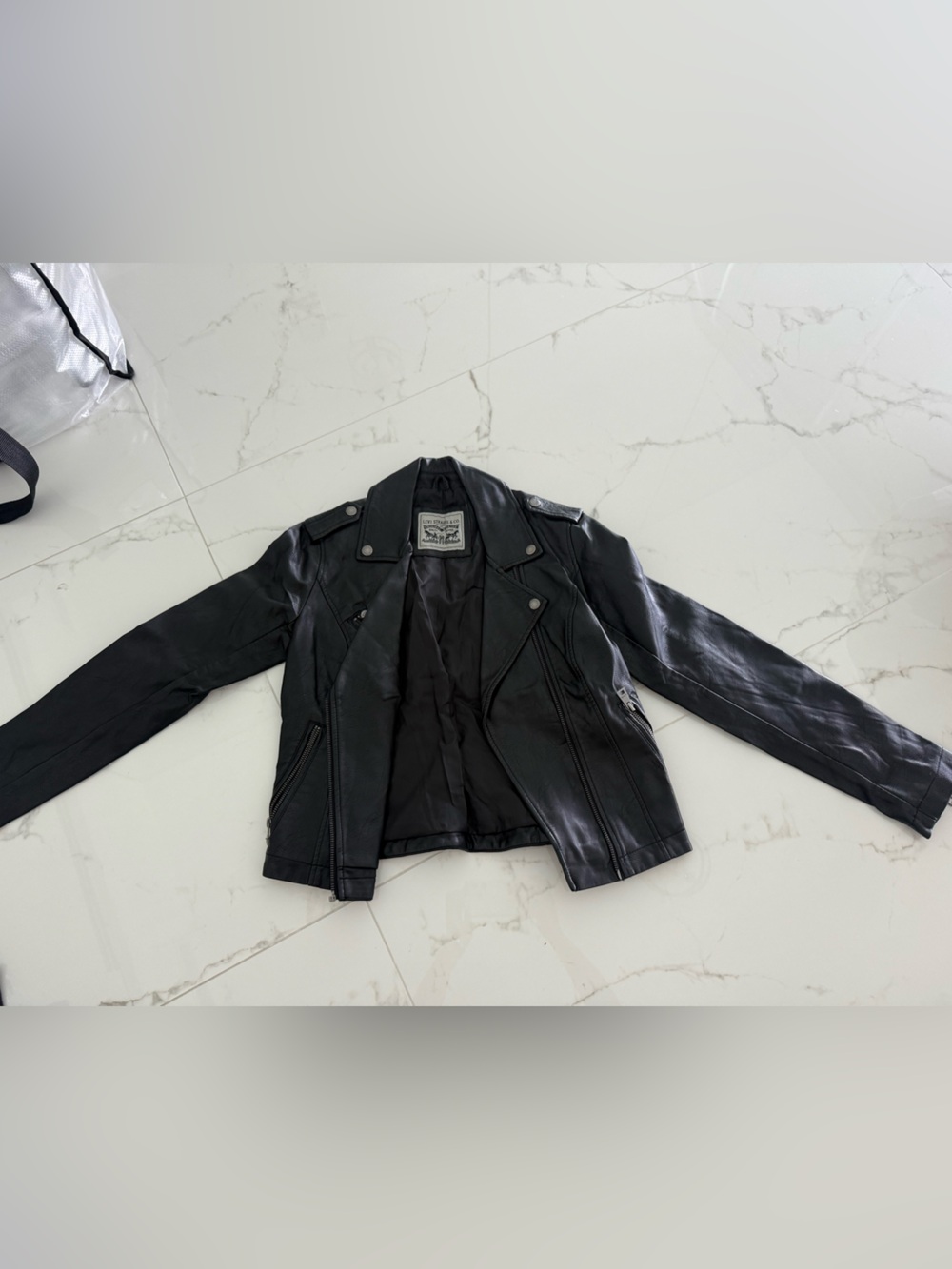 Black Leather Moto Jacket - Unbranded